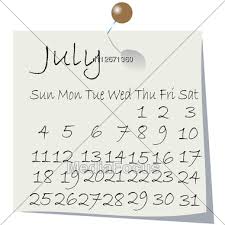 Stock Photo Calendar July 2010 Handwriting Paper Holding Image