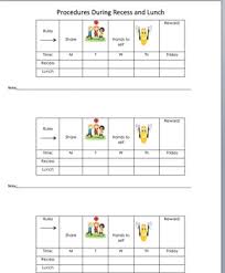 Behavior Chart For Lunch Recess By Standards Based Plan