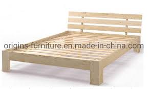 pine wood panel bed frame in single
