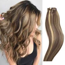 All you have to do is maintain your brown base and lighten part underneath in your favorite shade of blonde. Amazon Com Human Hair Extensions Clip In Light Brown To Blonde Highlights 16 Inch Real Human Hair Balayage Ombre 7 Pcs Full Head Silky Straight Long Clip On Hair Extensions 70g Remy