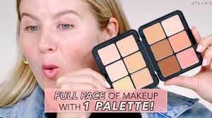 full face of makeup with 1 palette