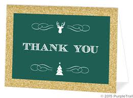 Emerald Green And Gold Glitter Holiday Thank You Card