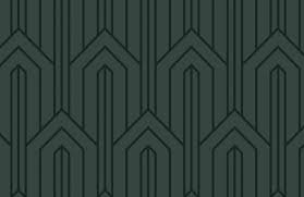 Dark Green Art Deco Line Art Wallpaper