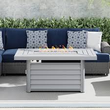 This small propane fire pit table from gdf studio will allow you to enjoy the rustic appeal of a natural stone centerpiece at the fraction of the cost. Wevok Rectangle Aluminum Propane Fire Pit Table By Havenside Home On Sale Overstock 24041569