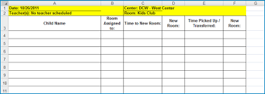 Room Movement Sign In Out Sheet Excel