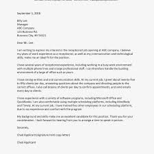 Receptionist Cover Letter Examples