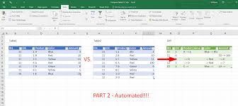 compare tables in excel power bi