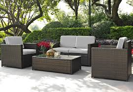 Crosley Furniture Palm Harbor 4 Piece Outdoor Wicker Seating Set With Grey Cushions