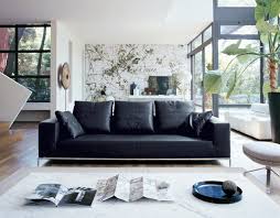 black leather sofa interior design ideas