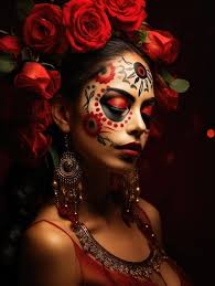 womans face with day of the dead makeup