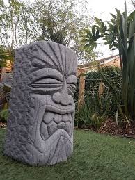 Hand Carved Concrete Tiki Head Garden