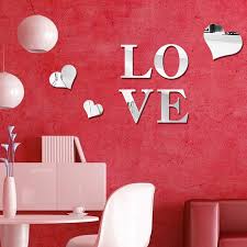 love letter heart 3d mirror wall art