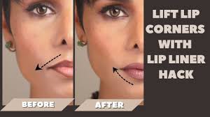 lift the corners of lips with lip liner