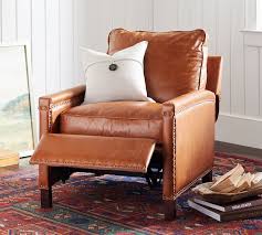 irving square arm leather recliner