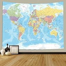 World Map Tapestry Wall Hanging For