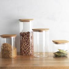 Square Glass Canister With Bamboo Lid