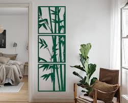 Bamboo Tree Vertical Wall Art Set Large