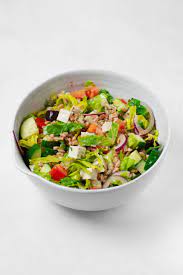 vegan barley greek salad with herbed