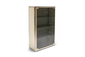 chrome display cabinet with glass doors
