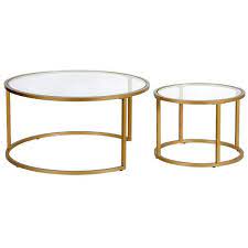 In Brass Round Glass Coffee Table