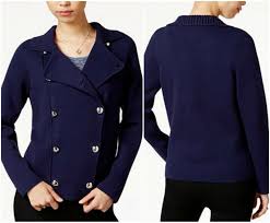Stunning check pattern blazer with knit thread work pattern. Maison Jules Pintuck Double Breasted Knit Sweater Blazer Jacket Sz M Nwt 100 706257156643 Ebay