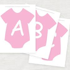 pink printable baby banner alphabet