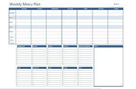 free excel weekly menu plan template