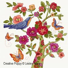 Floral Tree Cross Stitch Pattern By Lesley Teare Designs