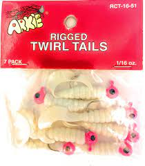 Amazon.com : Arkie Lures RCT-116-51 Rigged Curl Tail Grub-Pink White-1/16  oz.- 7 pk. : Sports & Outdoors