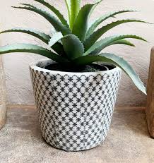 large black cross design plant pot