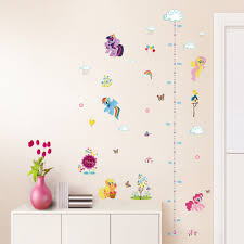 Us 2 38 16 Off Popular Cartoon Horse Height Measure Home Decal Wall Sticker Kids Room Baby Girl Gift Growth Chart Butterfly Beautiful Mural In Wall