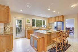 Mission kitchen cabinets in oak were used in this kitchen from cliqstudios. Remodeled Natural Light Kitchen With Wooden Kitchen Cabinets Stock Photo Picture And Royalty Free Image Image 90857371