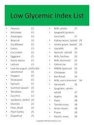 Glycemic Index List Glycemic Index Chart Low Glycemic Foods