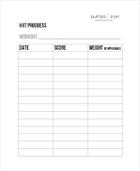 workout chart templates 15 free word