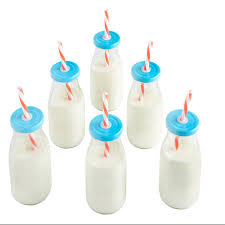 10oz reusable glass milk bottles with