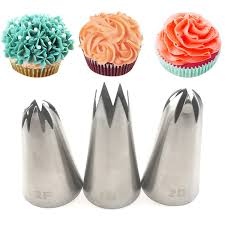 3pcs Big Size Diy Cream Cake Icing Piping Nozzles Pastry Tips Fondant Cake Decorating Tip Stainless Steel Nozzle Baking 1m 2f 2d