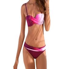 Women Swimwear Beachwear Gradient Print 2 Pieces Bikini Swimsuit Bathing Suit