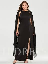 Black Plus Size Split Womens Cape Dress