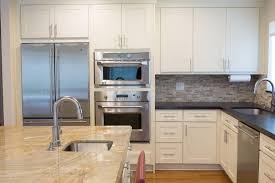kitchen with white shaker cabinets