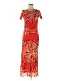 Details About Fuzzi Women Orange Casual Dress M