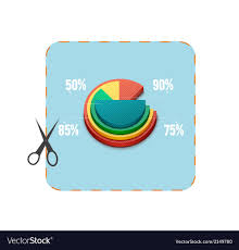 Icon Of Coupon Cutout With Business Pie Chart Vector Image