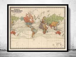 Old World Map Atlas Vintage World Map 1906 Colonial Chart Mercator Projection