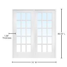 Mmi Door 72 In X 84 In Left Hand Active Primed Composite Glass Clear Glass 15 Lite True Divided Prehung Interior French Door