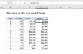 get percent change excel formula