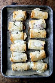 salami and provolone phyllo rolls