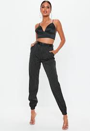 Black and white striped cargo pants. Black Stripe Cargo Pants Missguided Women Pants Casual Cargo Trousers Black Cargo Pants
