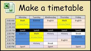 How To Make A Timetable In Excel Youtube