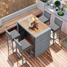 Wicker Bar Height Outdoor Dining Table