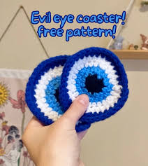 free evil eye coaster crochet pattern