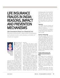 Insurance fraud is a felony because it is a very specific, very clear form of larceny. Pdf Life Insurance Frauds In India Reasons Impacts And Prevention Mechanisms The Management Accountant The Institute Of Cost Accountants Of India